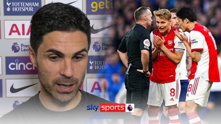 Arsenal’s Mikel Arteta says he would be banned if he spoke about Paul Tierney’s north London derby performance